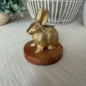 Hip + Hop Gold Bunny on Wood Base